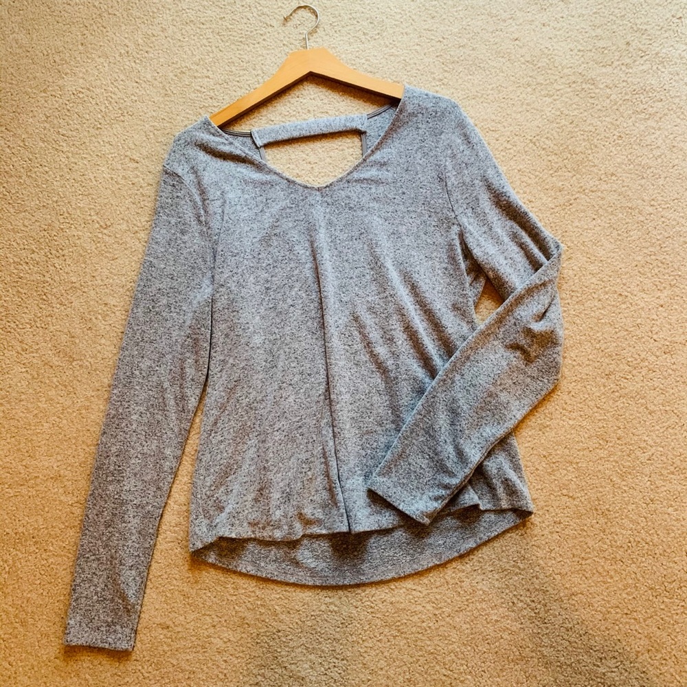 White House Black Market Grey Soft Long Sleeve Top